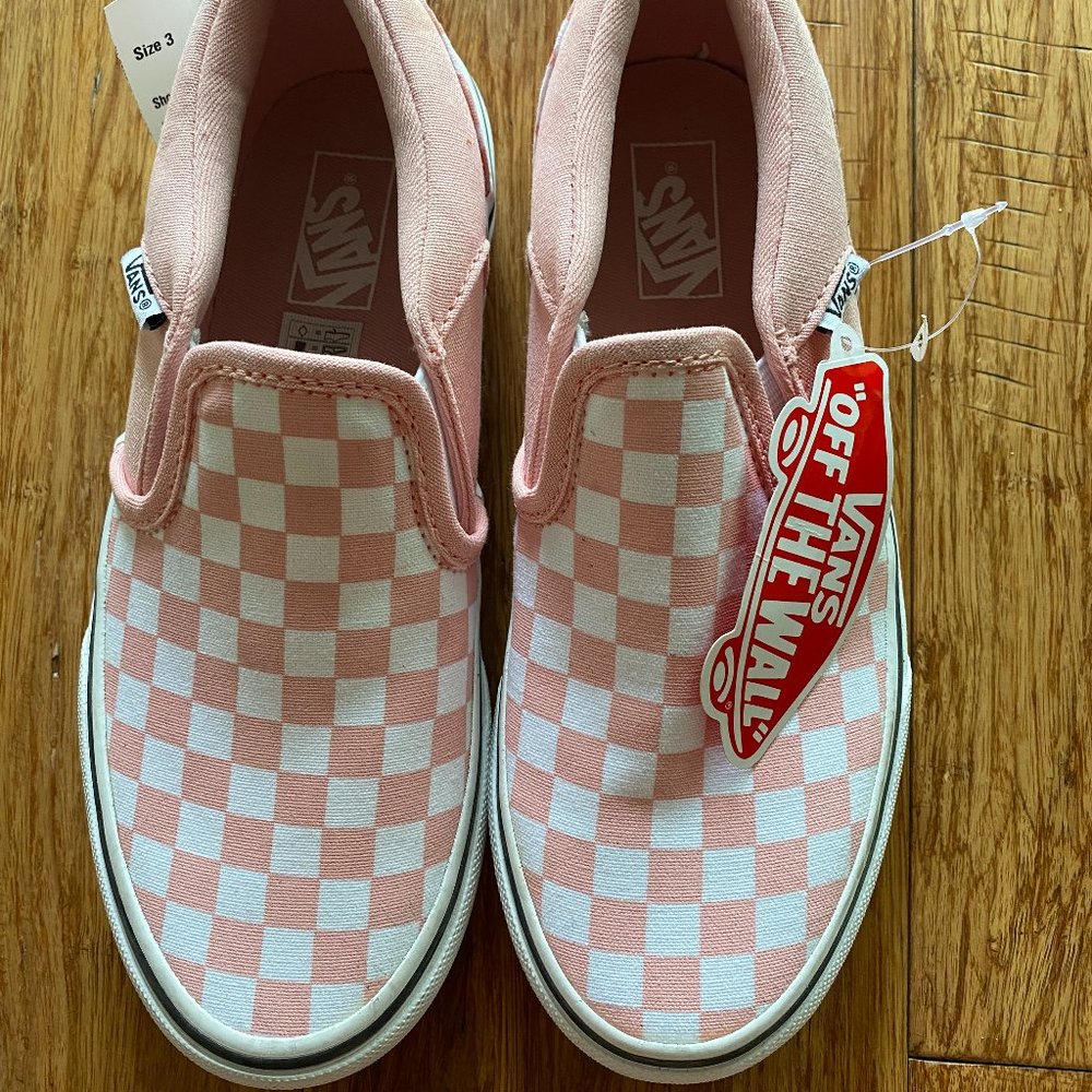 Vans Kids Classic Slip on Checkerboard Shoe Powder pink Youth Sz 3